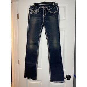 True Religion Denim Jeans size 29 blue Super T Contrast Stitching Flap  Pockets